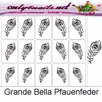 Airbrush Schablone Grande Bella Pfauenfeder XL