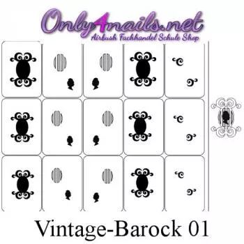 Airbrush Vintage-Barock 01 Schablone 15er Karte