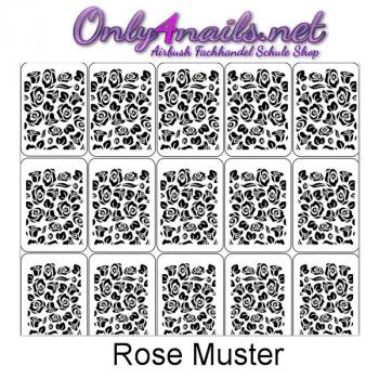 Preview: Rose Muster Airbrush Schablone 15er Karte