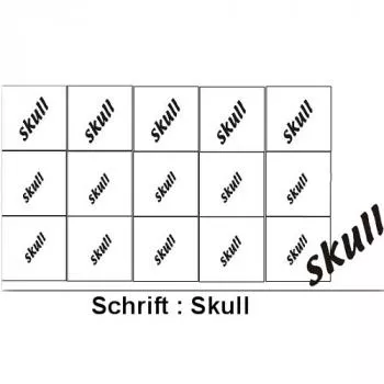 Nailart Schablone 15er Karte Schrift Skull