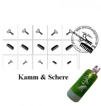 Nailart Schablone 15er Karte Kamm & Schere