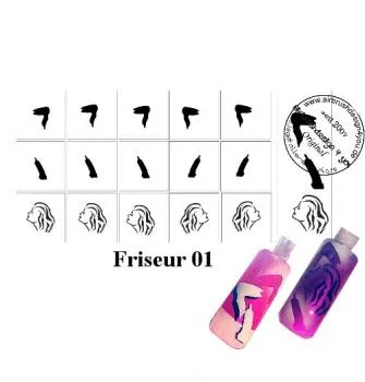 Nailart Schablone 15er Karte Friseur 01