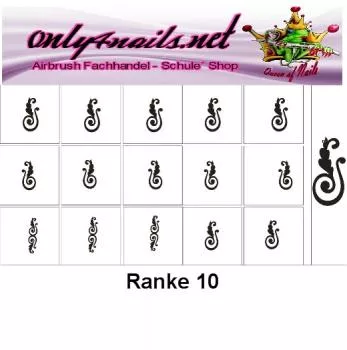 Nailart Schablone 15er Karte Ranke 10