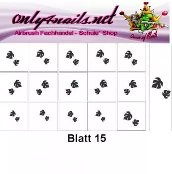 Nailart Schablone 15er Karte Blatt 15