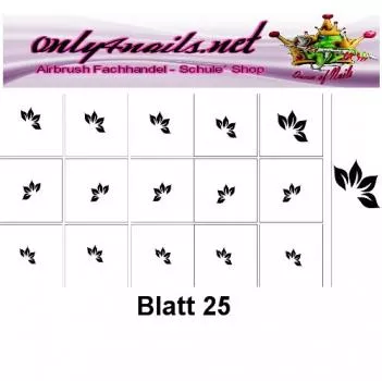 Nailart Schablone 15er Karte Blatt 25