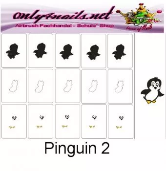 Nailart Schablone 15er Karte Pinguin 2