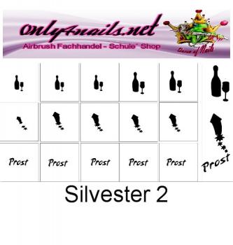 Preview: Nailart Schablone 15er Karte Silvester 2