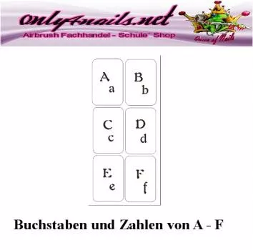 Buchstaben und Zahlen von A - F 6er Karte