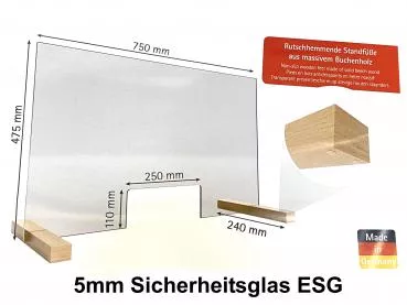 Hygiene und Hustenschutz 5mm Sicherheitsglas