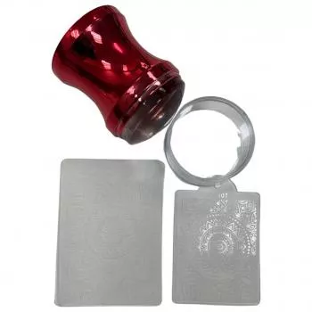 Clear Stempel mit transparentem Stempelkissen und Scrapper Rot