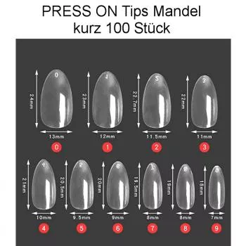PRESS ON Tips Mandel kurz 100 Stück