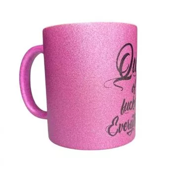 Glitzertasse Queen of fucking Everything Pink