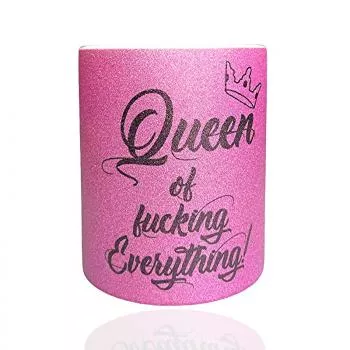 Glitzertasse Queen of fucking Everything Pink