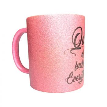 Preview: Glitzertasse Queen of fucking Everything Rosa