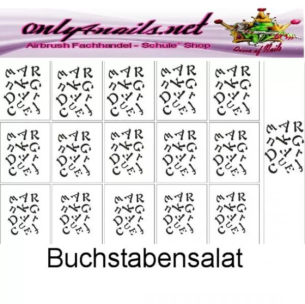 Airbrush Schablone Buchstabensalat