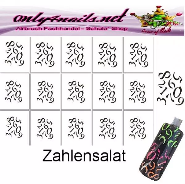 Airbrush Schablone Zahlensalat