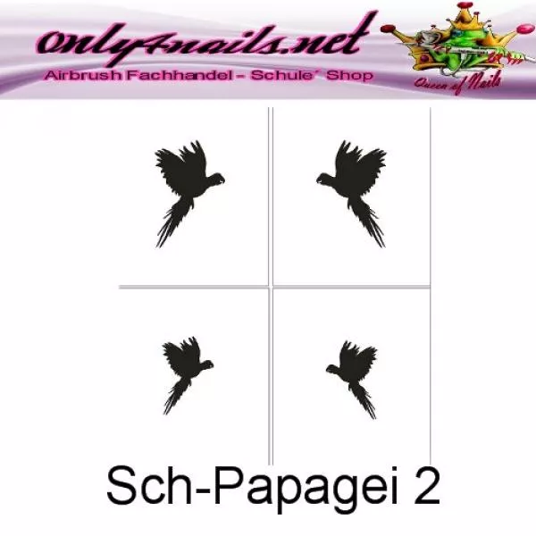 Airbrush Schablone Schmuck Papagei 2