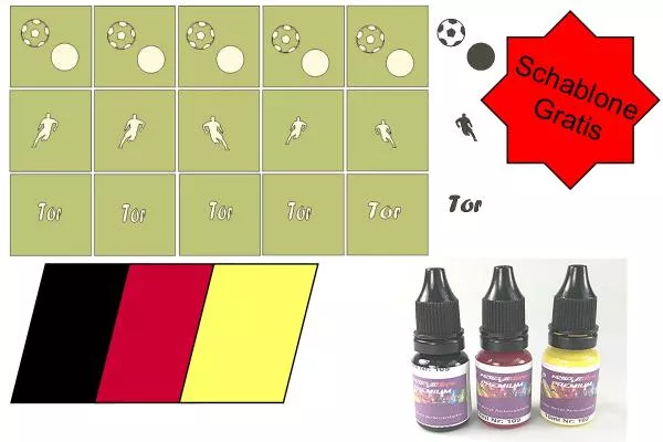 Fußball Farbset mit Schablone