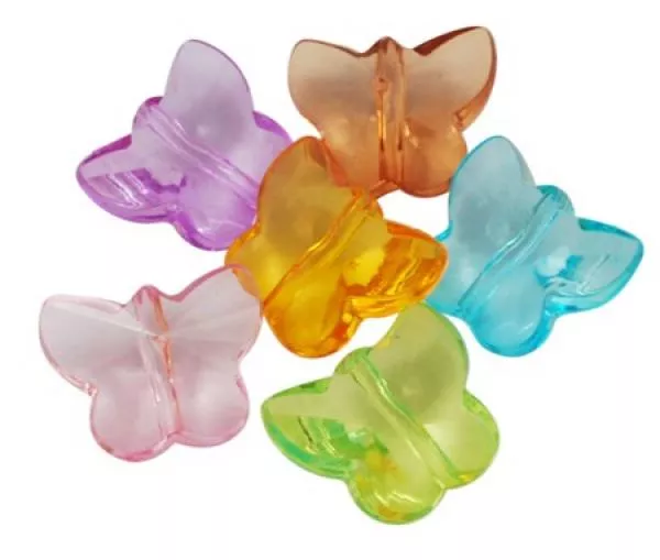 Schmetterlings Perlen bunte Mischung Transparent 10 Stück