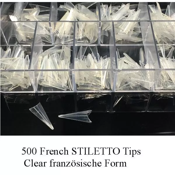 MaxiNails 500 French STILETTO Tips Clear französische Form