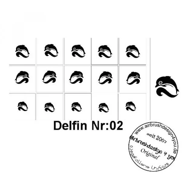 ölçülü güçlü Esnek  Nailart Schablone 15er Karte Delfin 02