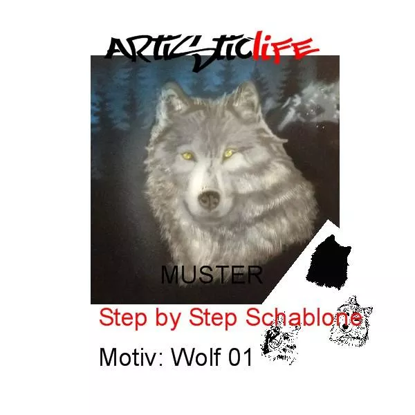 Airbrush Step by Step A4 Schablone AL-Wolf 01