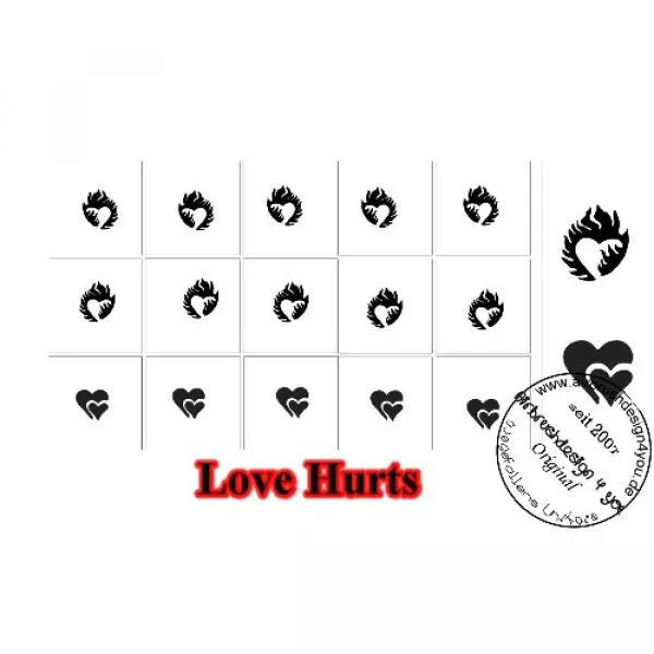 Nailart Schablone 15er Karte Love Hurts