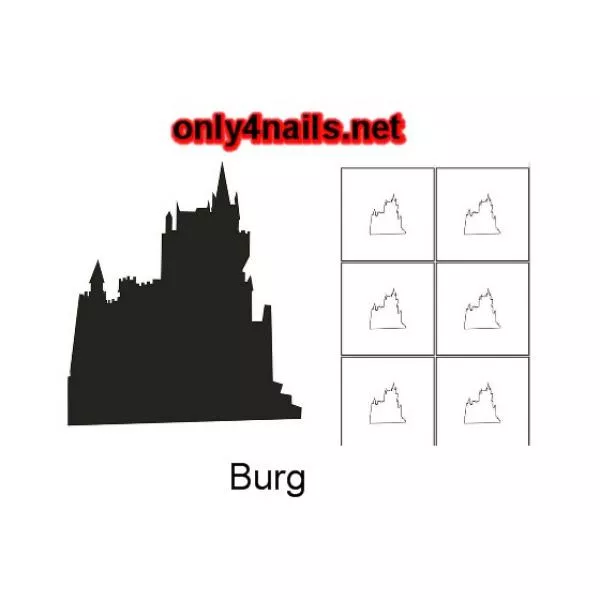 Nailart Schablone 6er Karte Burg