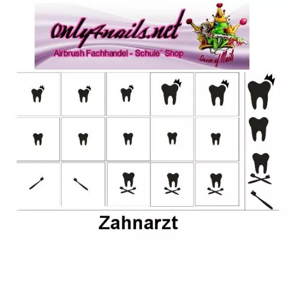 Nailart Schablone 15er Karte Zahnarzt