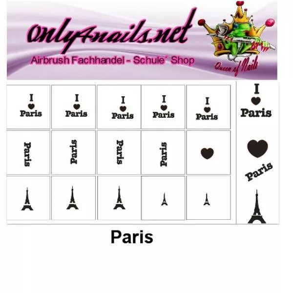Nailart Schablone 15er Karte Paris