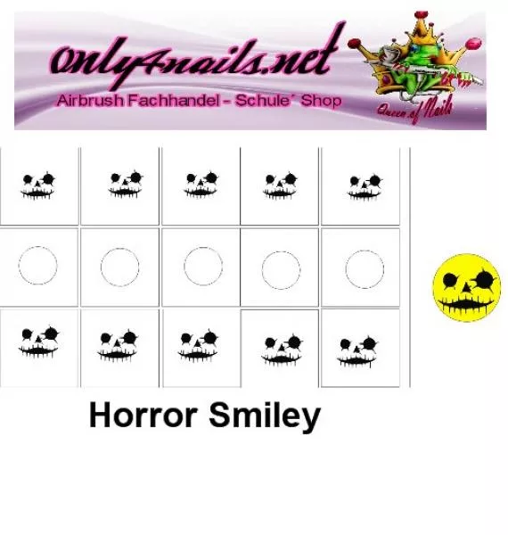 Nailart Schablone 15er Karte Horror Smiley