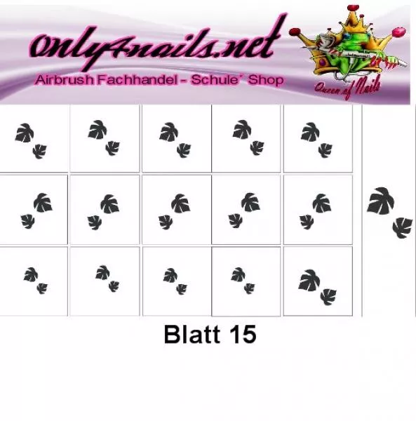 Nailart Schablone 15er Karte Blatt 15