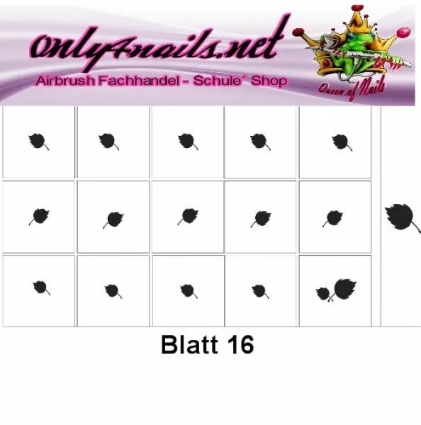 Nailart Schablone 15er Karte Blatt 16