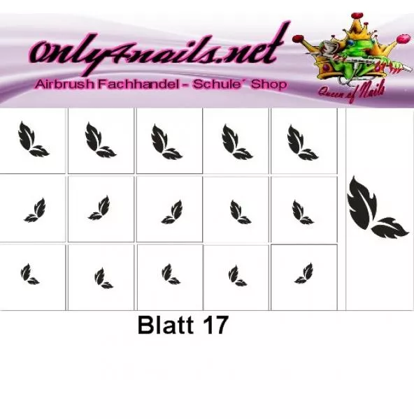 Nailart Schablone 15er Karte Blatt 017