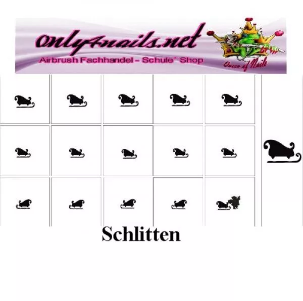 Nailart Schablone 15er Karte Schlitten