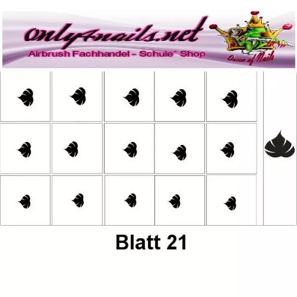 Nailart Schablone 15er Karte Blatt 21