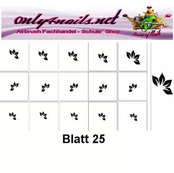 Nailart Schablone 15er Karte Blatt 25