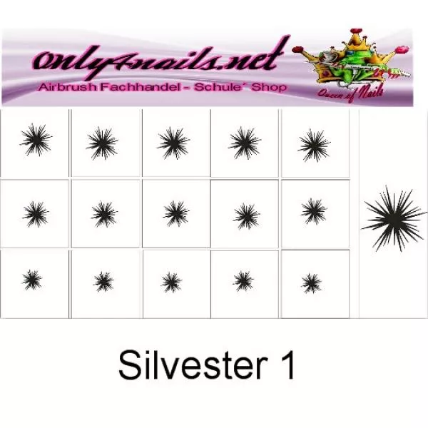 Nailart Schablone 15er Karte Silvester