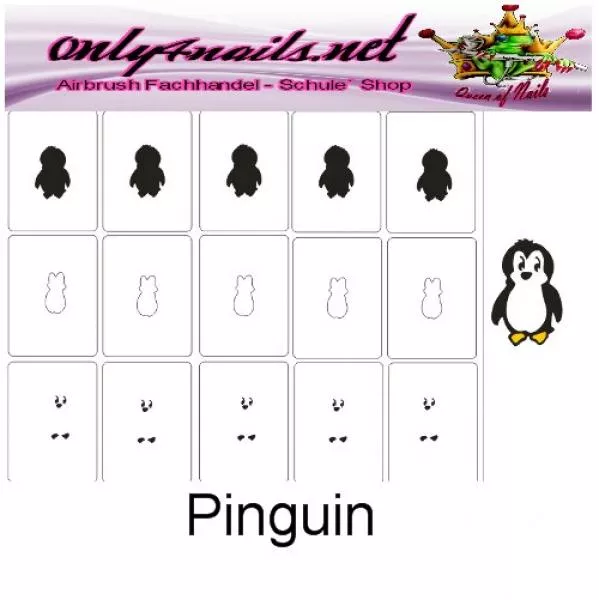 Nailart Schablone 15er Karte Pinguin