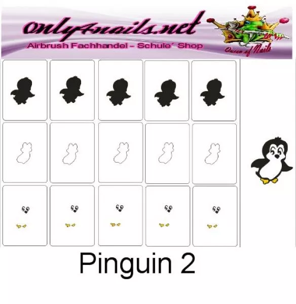 Nailart Schablone 15er Karte Pinguin 2