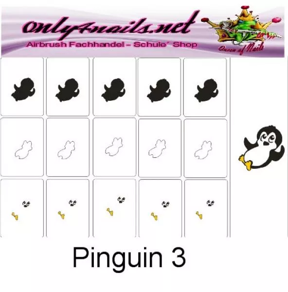 Nailart Schablone 15er Karte Pinguin 3