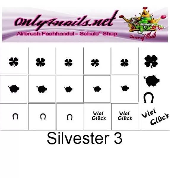 Nailart Schablone 15er Karte Silvester 3