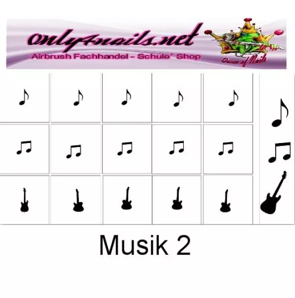 Nailart Schablone 15er Karte Musik 2