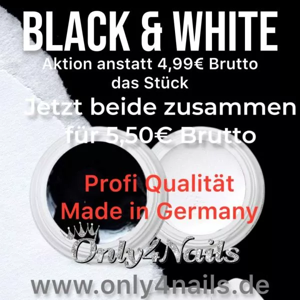 Farbgel Set Schwarz und Weiß für Fingernägel Farbgel Set Schwarz und Weiß für Fingernägel