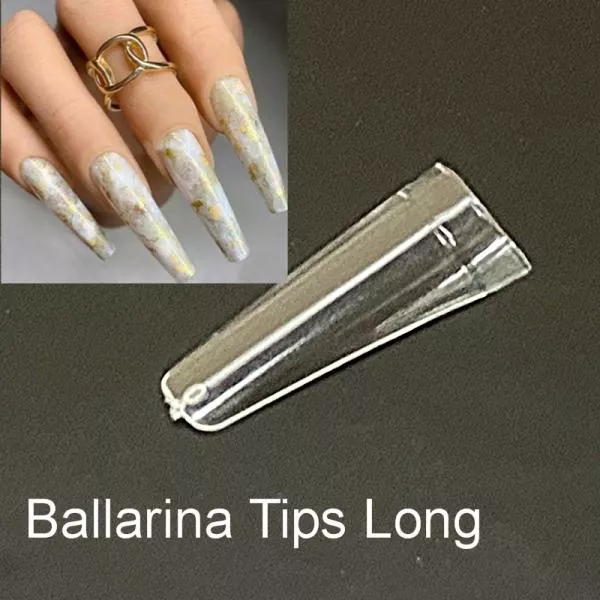 Ballarina Nail Tips Long 100 Stück mit kurzer Klebefläche