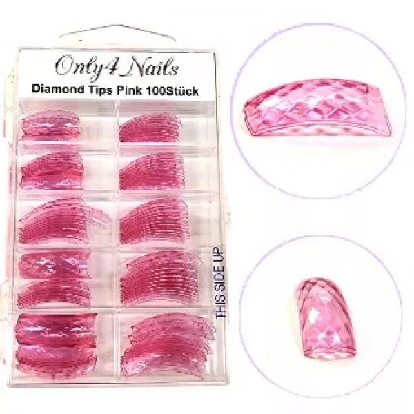 Only 4 Nails Diamond Tips Pink 100ter Tipbox