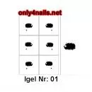 Nailart Schablone 6er Karte Igel 01