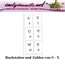 Buchstaben und Zahlen von S - X 6er Karte